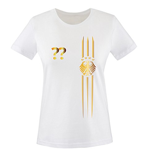Trikot - MOTIV1 - DE - WUNSCHDRUCK - Damen T-Shirt - Weiss/Gold Gr. S von Comedy Shirts
