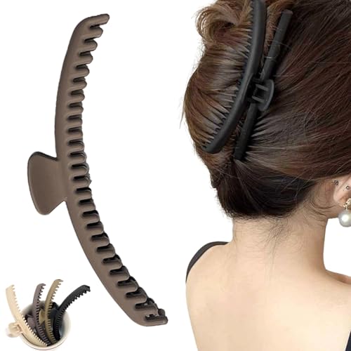 Haarspangen Damen, Bananen-Haarklammern, Haarklammer, Hair Clip Haarklammer Groß, Flache Haarklammern Starker Halt und Haarschonend (Curry dunkel) von ComedyKing