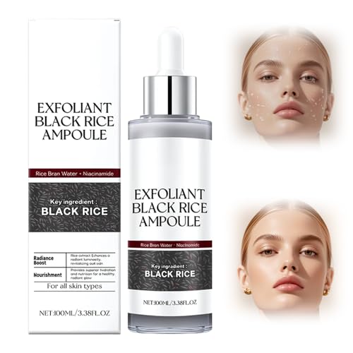 Peel Shot Glow White Rice Ampoule, 2025 Neu Reis Material Body Scrub Peeling Körper Verwöhnendes Creme Öl Peeling, Eigene Haut Nährt Aufhellen Körperpeeling Damen (Schwarzer Reis, 100ml) von ComedyKing