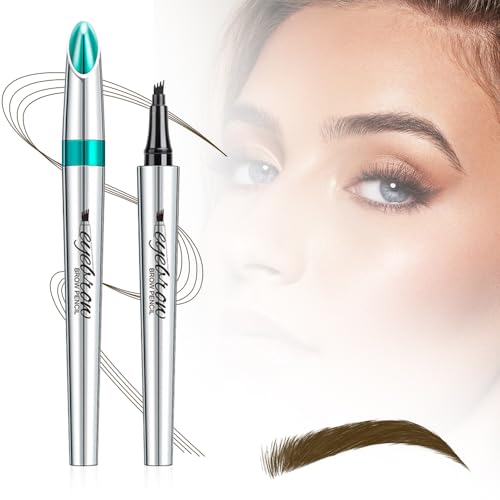 Wasserdichter 3D Augenbrauenstift mit 4 Gabelspitzen, Microblading Augenbrauenstift Härchenzeichnung, 4 Punkt Brauenstift Langanhaltend Natürliche Augenbrauen Make-up (Dunkelbraun) von ComedyKing