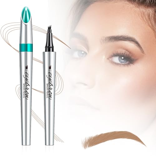 Wasserdichter 3D Augenbrauenstift mit 4 Gabelspitzen, Microblading Augenbrauenstift Härchenzeichnung, 4 Punkt Brauenstift Langanhaltend Natürliche Augenbrauen Make-up (Hellbraun) von ComedyKing