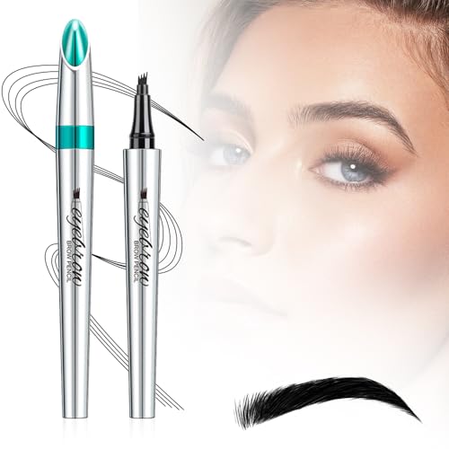 Wasserdichter 3D Augenbrauenstift mit 4 Gabelspitzen, Microblading Augenbrauenstift Härchenzeichnung, 4 Punkt Brauenstift Langanhaltend Natürliche Augenbrauen Make-up (Schwarz) von ComedyKing