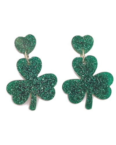 Comemela Patricks Day Accessories Glitzernde Kleeblatt-Ohrringe, baumelndes grünes Glückskleeblatt, baumelnde Ohrringe, lustig, irischer Urlaubsschmuck, Geschenk für Frauen, Small, Acryl, Kein Comemela Patricks Day Accessories Glitzernde Kleeblatt-Ohrringe, baumelndes grünes Glückskleeblatt, baumelnde Ohrringe, lustig, irischer Urlaubsschmuck, Geschenk für Frauen, Small, Acryl, Kein von Comemela