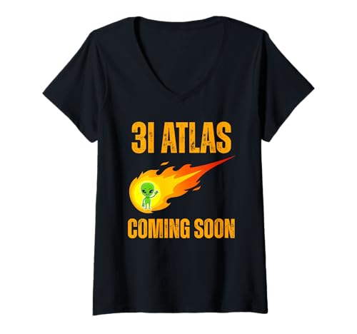 Damen 3I Atlas C/2025 N1 Außerirdischer Komet Ankunft 2025 in Kürze T-Shirt mit V-Ausschnitt Damen 3I Atlas C/2025 N1 Außerirdischer Komet Ankunft 2025 in Kürze T-Shirt mit V-Ausschnitt von Comet 3I Atlas C 2025 alien