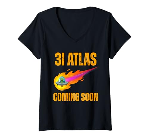 Damen 3I Atlas C/2025 N1 Außerirdischer Komet Ankunft 2025 in Kürze T-Shirt mit V-Ausschnitt Damen 3I Atlas C/2025 N1 Außerirdischer Komet Ankunft 2025 in Kürze T-Shirt mit V-Ausschnitt von Comet 3I Atlas C 2025 alien