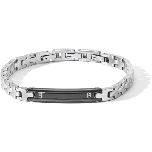 Comete Herren-Armband aus Stahl mit schwarzem PVD und schwarzen Zirkonia Basic-Kollektion. Die Maße betragen Breite 7,56 mm, Dicke 3,70 mm. Referenz: UBR 1192, Legierter Stahl von Comete