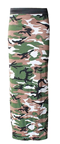 Comfiestyle Damen Maxirock, elastisch, bedruckt, Gr. 34-54, camouflage, 46-48 von Comfiestyle