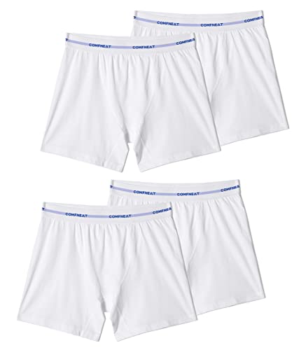 Comfneat Damen 4er Pack Boxershorts Baumwolle Spandex Unterhosen Stretchy Unterwäsche (Weiß 4-Pack, L) von Comfneat