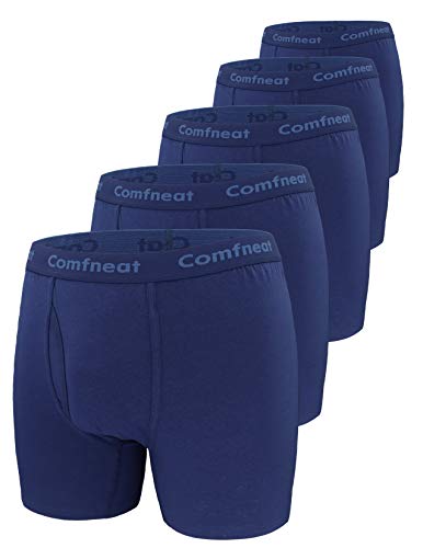 Comfneat Herren 5-Pack Big & Tall Boxershorts Baumwolle Elasthan 3XL-7XL Unterwäschen mit Eingriff (Marineblau 5-Pack, 4XL) von Comfneat