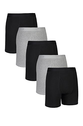 Comfneat Herren 5-Pack Boxershorts Langes Bein Super Elastisch Baumwolle Unterhosen mit Eingriff (Black+Grey Melange Pack-5, L) von Comfneat