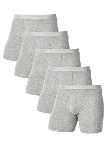 Comfneat Herren 5-Pack Boxershorts Langes Bein Super Elastisch Baumwolle Unterhosen mit Eingriff (Grau 5er Pack, L) von Comfneat