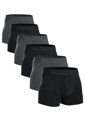 Comfneat Herren 6-Pack Retroshorts Baumwolle Trunks Unterhosen Boxershorts (Schwarz+Dunkelgrau 6-Pack, M) von Comfneat