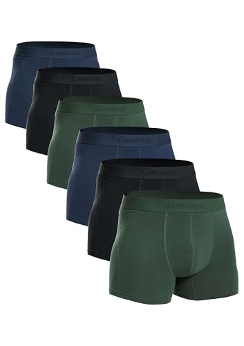 Comfneat Herren 6-Pack Retroshorts Baumwolle Trunks Unterhosen Boxershorts (Schwarz+Marineblau+Dunkelgrün 6-Pack, L) von Comfneat