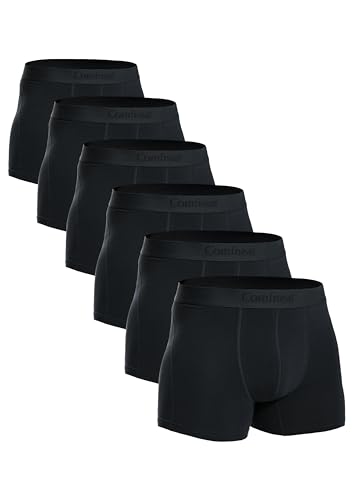 Comfneat Herren 6-Pack Retroshorts Baumwolle Trunks Unterhosen Boxershorts (Schwarz 6-Pack, L) von Comfneat