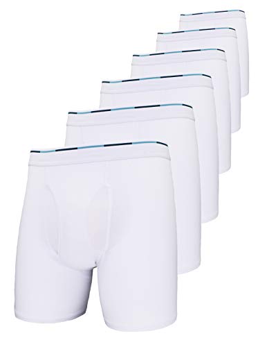 Comfneat Herren 6-Pack Boxershorts Baumwolle Langes Bein Retroshorts Weiche Unterwäsche (Weiß 6-Pack, S) von Comfneat