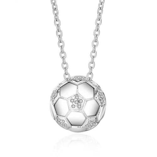 Comforso Fußball-Halskette für Jungen und Mädchen, Fußball-Charm-Halskette, Edelstahl-Fußball-Anhänger-Halskette, Fußball-Geschenke (Gold) von Comforso