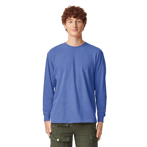 Comfort Colors Herren Langarm Erwachsene T-Shirt, Flo Blue, XX-Large von Comfort Colors
