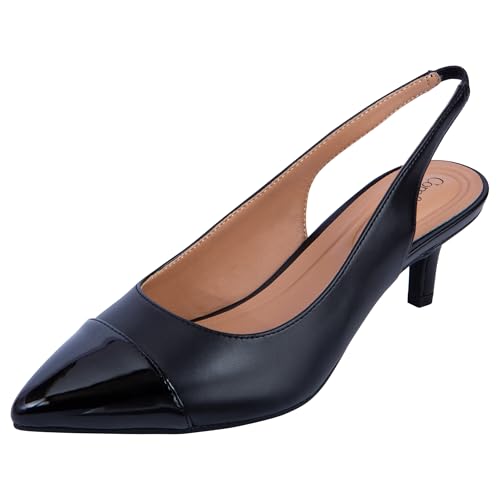 Comfort Plus Damen Kittie Captoe Mid Heel Slingback, Schwarz, 37.5 EU von Comfort Plus by Predictions