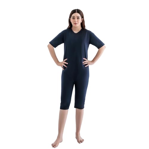 Comfort & Care Apparel Unisex Pflege-Body Unterhemd und Unterhose Alzheimer Pyjama, Kurzarm Dunkelblau Anzug mit Rückenreißverschluss von Comfort & Care Apparel