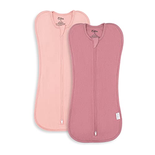 Comfy Cubs Wickeldecke für Babys, Mädchen, Jungen, einfacher Reißverschluss, 2er-Pack, Neugeborene, Schlafsack (Groß: 3–6 Monate - Erröten, Lila) von Comfy Cubs