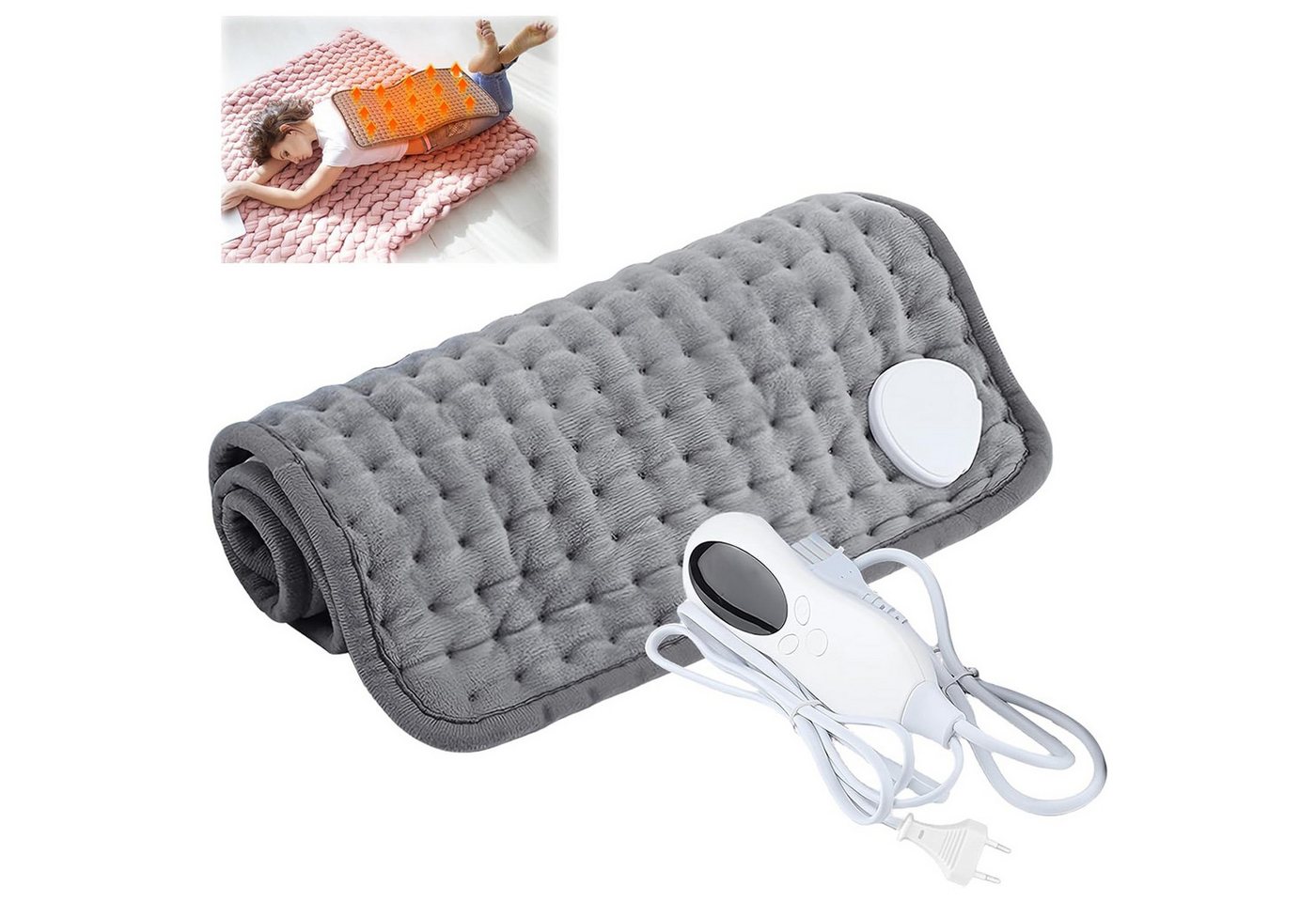 Comfy Mate Heizkissen 40x 76cm Heizkissen Elektrisches Heizkissen zur Schmerzlinderung, Wärmekissen 10 Temperatureinstellungen 3 Zeiteinstellungen mit Display 1-tlg., Abschaltautomatik Sofortwärme Weicher Flanell Maschinenwaschbarer, für Rücken, Schulter, Bauch, Nacken, ganzer Körper von Comfy Mate