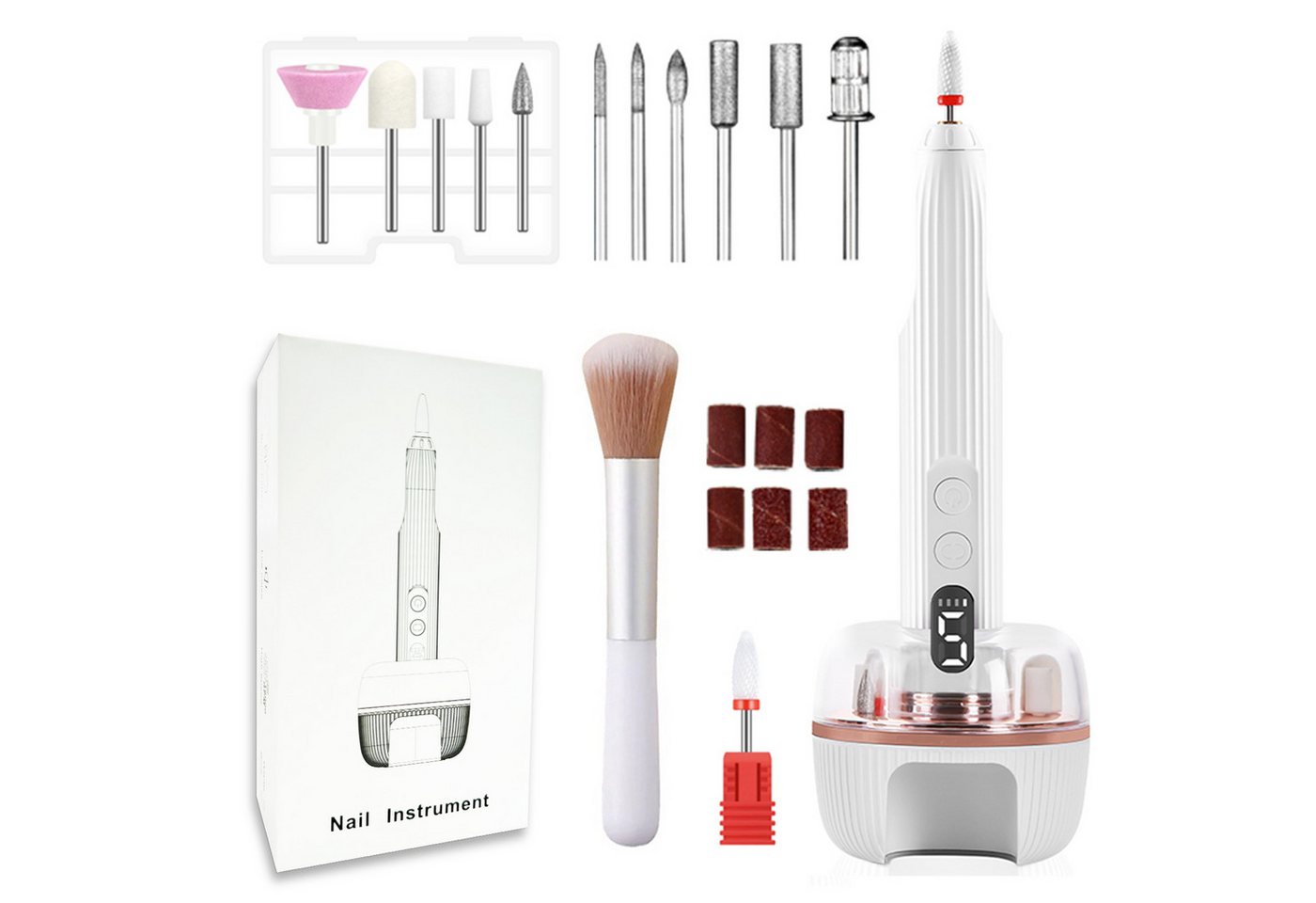 Comfy Mate Maniküre-Pediküre-Set 2 in 1 Nagelfräser Kabellos Elektrische Nail Drill + UV Lampe, Nagelfeile Elektrisch für Anfänger Fräser Gelnägel und Acrylgel von Comfy Mate