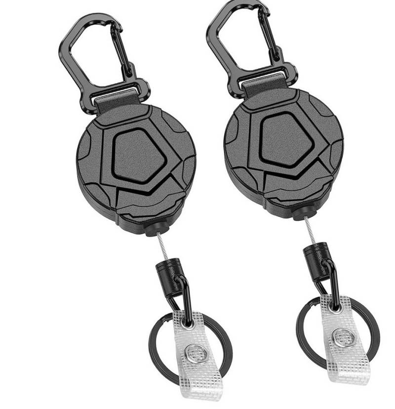 Comfy Mate Schlüsselanhänger Ausziehbarer Schlüsselhalter mit Stahlseil und Karabiner, 2er Set von Comfy Mate