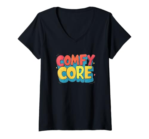 Damen Lebendiges Comfy Core Speech Emblem für Jungen und Mädchen T-Shirt mit V-Ausschnitt Damen Lebendiges Comfy Core Speech Emblem für Jungen und Mädchen T-Shirt mit V-Ausschnitt von Comfy Outfit