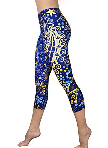Damen-Yogahose – bequeme Workout-Capri-Hose – hohe Taille Workout-Leggings – leichte Yoga-Leggings - Blau - Einheitsgröße von Comfy Yoga