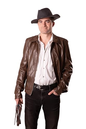 ComfyCamper Kunstlederjacke braun - Jungle Explorer Archäologe Leichte Bomber Racer, Braun, M von ComfyCamper