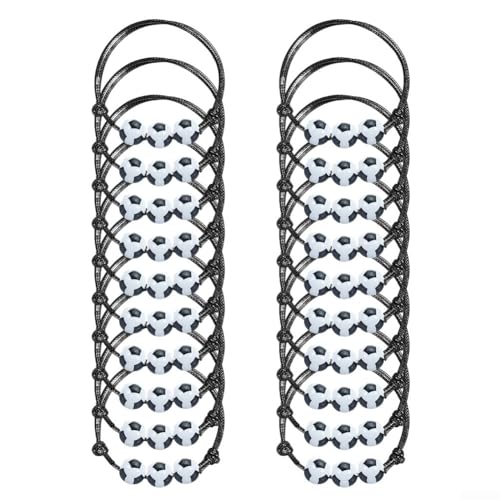 ComfyHarbor 20 Stück Sport-Perlenarmbänder für Kinder, verstellbar, Multi-Sport-Ball-Charm-Armbänder, Team-Zubehör, soccer, Acryl von ComfyHarbor