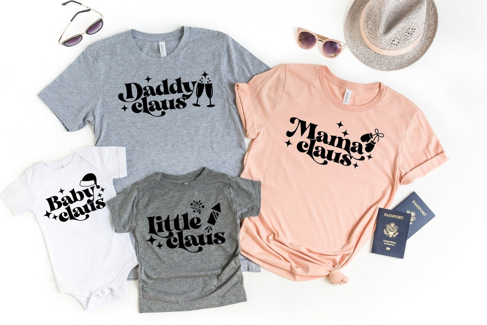 Daddy Claus Mama Little Baby Shirt, Weihnachtsmann Passende Shirts, Familien Tshirts, Familie Geschenk T-Shirt von ComfyShirtsUS