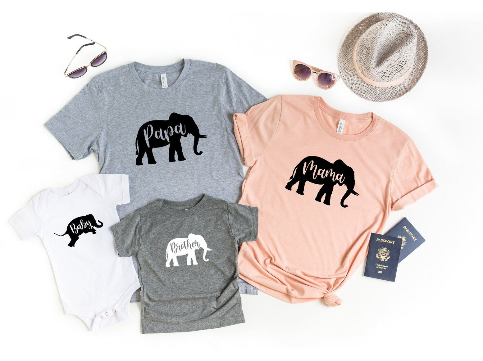 Elefanten Familie T-Shirt, Elefant Passendes Personalisiertes Familien Mama Papa Baby Bruder Shirt, Geschenk von ComfyShirtsUS