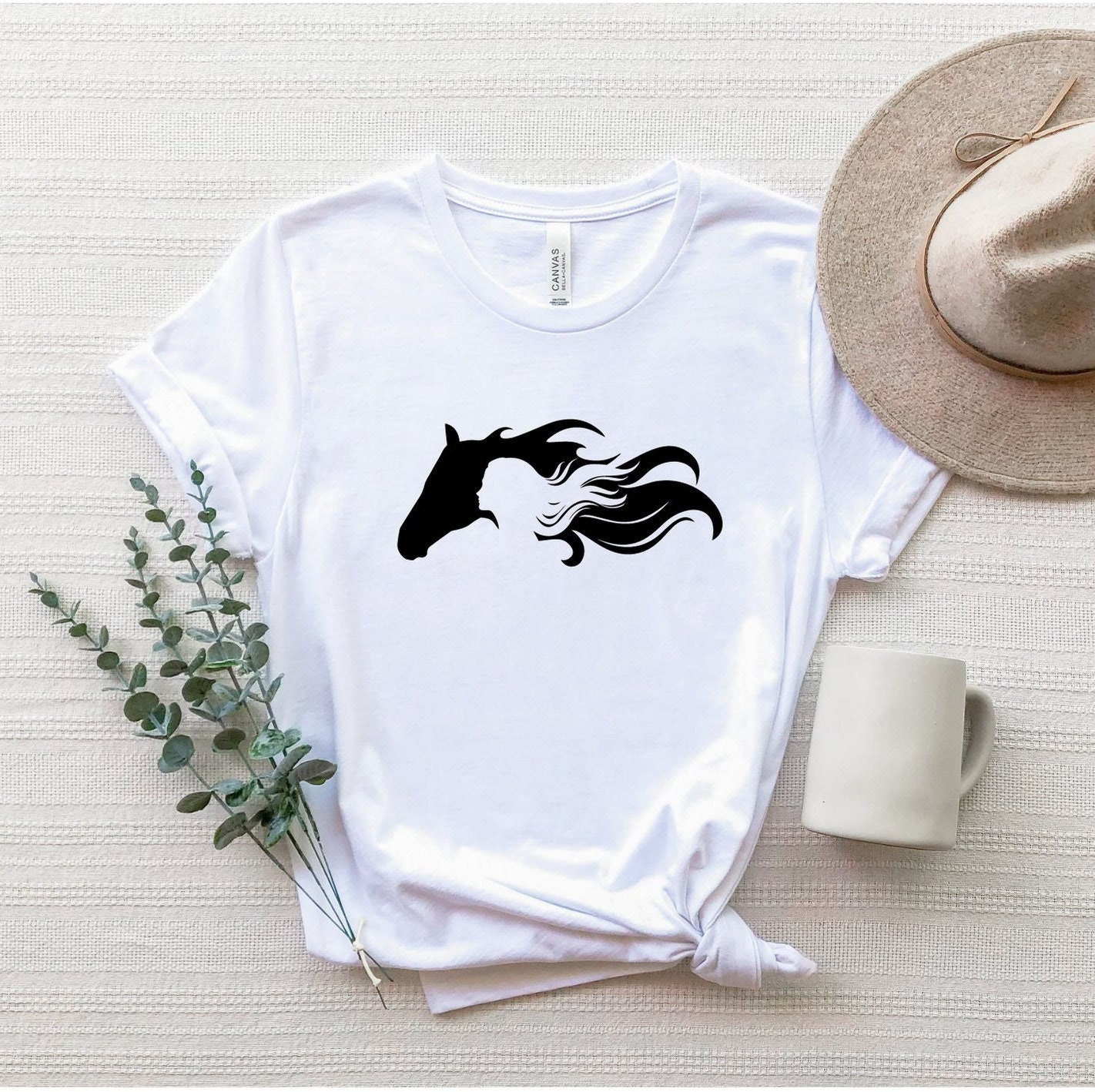 Pferdemädchen Shirt, Pferde Silhouette T-Shirt, Pferdeliebhaber Reiter Bauern Country Girl Pferdetrainer Geschenk von ComfyShirtsUS