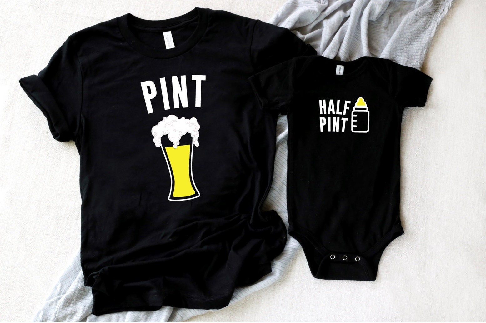 Pint Half Shirt, Vater Und Sohn Tochter Passende Shirts, Papa Ich Baby Matching T-Shirt, Familie Lustiges Shirt von ComfyShirtsUS