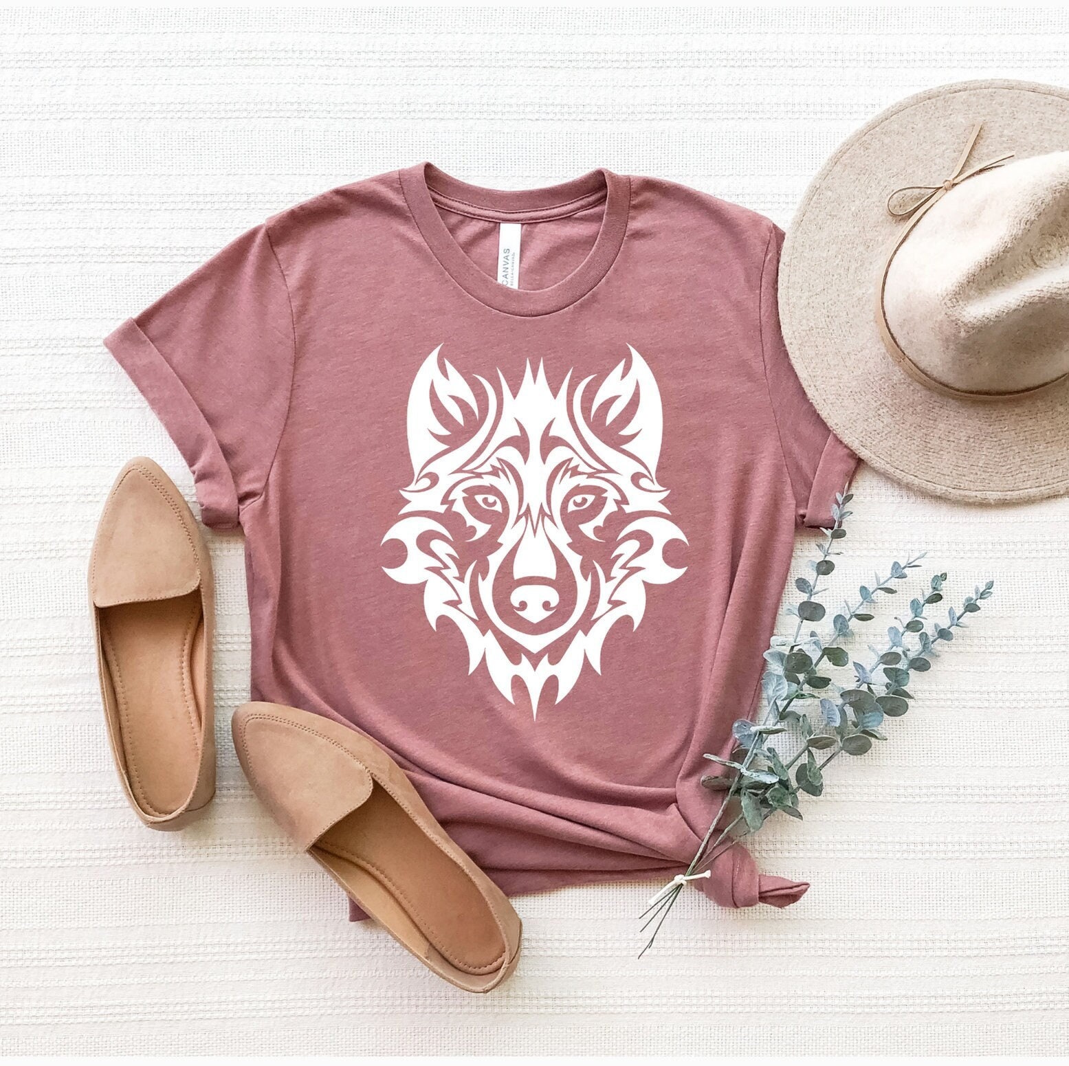 Wolf Shirt, Gesicht Silhouette T-Shirt, Tier Liebhaber Hund Mädchen, Wölfe Geschenke, Wildlife Animals T-Shirt von ComfyShirtsUS