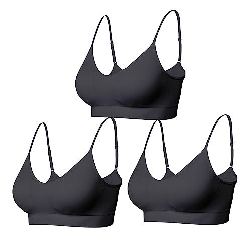 Comfyin Bustier Damen Gepolstert Sport BH Set ohne Bügel Yoga BH Top 3er Pack,3+Schwarz,M von Comfyin