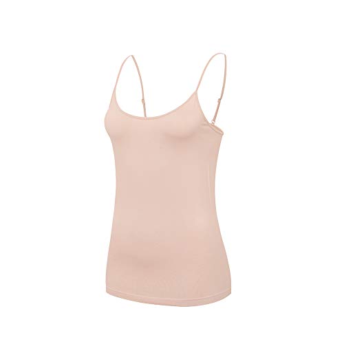 Comfyin Damen Unterhemden Spaghetti Tops Verstellbarer Spaghettiträger Basic Tank Top, Beige, L von Comfyin