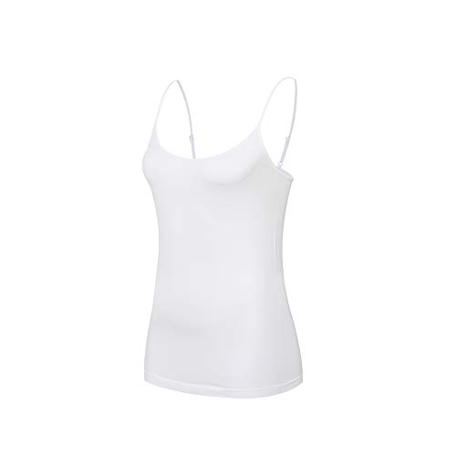 Comfyin Damen Unterhemden Spaghetti Tops Verstellbarer Spaghettiträger Basic Tank Top, Weiß, L von Comfyin