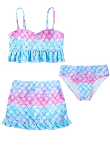 Comfyouth Badeanzug Bikini Mädchen 3 Teilig Bikini Teenager Mädchen Verstellbare Schultergurte Meerjungfrau Badeanzüge Kinder 4-12 Jahre von Comfyouth