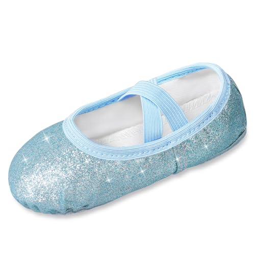 Comfyouth Ballettschuhe Mädchen Ballettschläppchen Kinder Glitzer Ballerina Schuhe Geteilter Sohle Ballett Tanzschuhe Ohne Krawatte für Gymnastik Tanz Praxis von Comfyouth