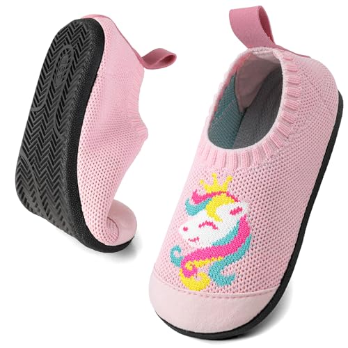 Comfyouth Hausschuhe Kinder Mädchen Dicken Einlegesohlen Hüttenschuhe Atmungsaktive Turnschläppchen Rutschfest Barfussschuhe Kindergarten Pantoffeln Kinderhausschuhe von Comfyouth