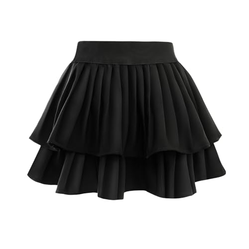 Comfyouth Tennisrock Mädchen Sportrock mit Hose Drunter Hohe Taille Faltenrock Golf Skorts mit Tasche Minirock Lässig Sommerrock Schwarz für Mädchen von Comfyouth