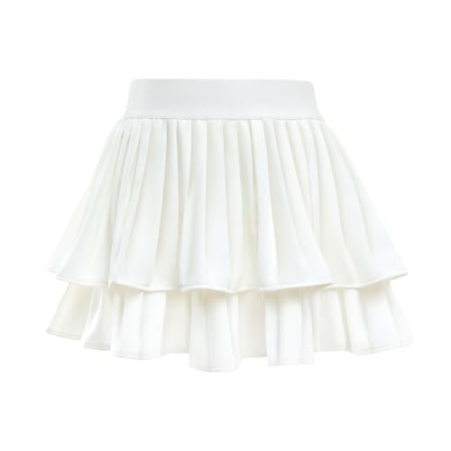 Comfyouth Tennisrock Mädchen Sportrock mit Hose Drunter Hohe Taille Faltenrock Golf Skorts mit Tasche Minirock Lässig Sommerrock Weiß für Mädchen von Comfyouth