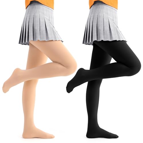 Comfyouth Thermostrumpfhose Mädchen Kinder 2er-Pack Thermo Strumpfhose mit Fleecefutter an den Füßen Winter Blickdichte Termostrumpfhosen 3-14 Jahre von Comfyouth