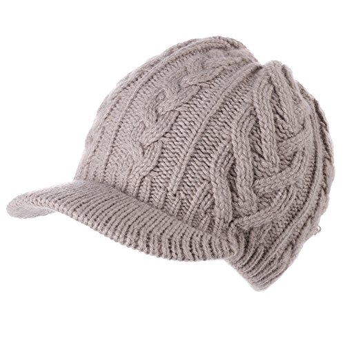 Comhats 100% Wolle Winter Schirmmütze Damen Strickmütze mit Schirm Warme Beanie Skimütze Outdoor Beige von Comhats