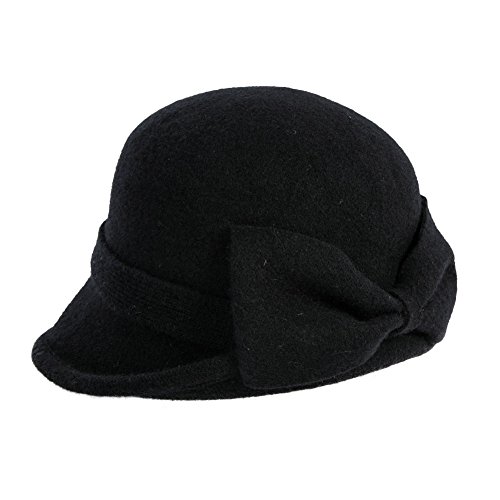 Comhats 61% Wolle 1920s Retro Fedorahüte Kirche Hüte Wintermütze Frauen Filzhut Damen Klassisch Bowler Hut Schwarz L von Comhats