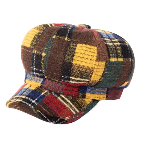 Comhats Damen Ballonmütze warme Schirmmütze Wintermütze Wolle Barett Maler Mütze mit Visor Newsboy Cap 67145_Mehrfarbig M von Comhats