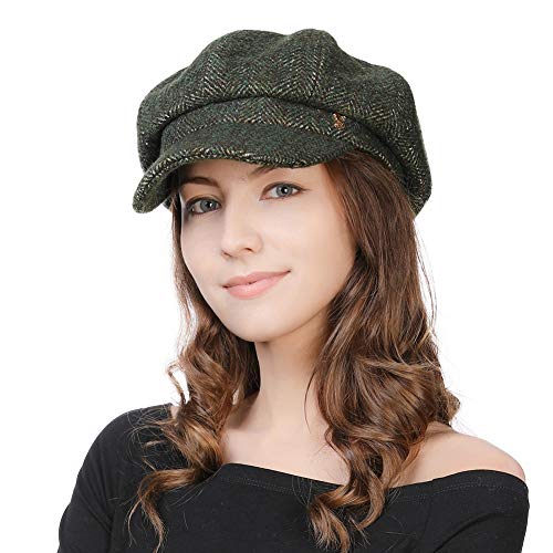Comhats Damen Ballonmütze warme Schirmmütze Wintermütze Wolle Barett Maler Mütze mit Visor Newsboy Cap N99952_Armygrün M von Comhats