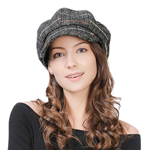 Comhats Damen Ballonmütze warme Schirmmütze Wintermütze Wolle Barett Maler Mütze mit Visor Newsboy Cap N99952_Grau M von Comhats